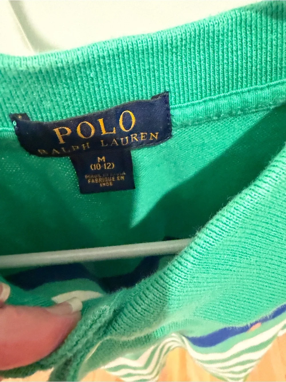 Polo by Ralph Lauren Green, White & Blue Striped Kids Polo